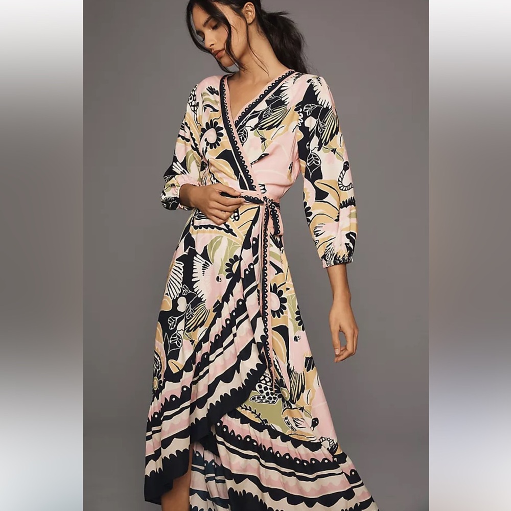 FARM Rio Long-Sleeve V-Neck 
Wrap Dress